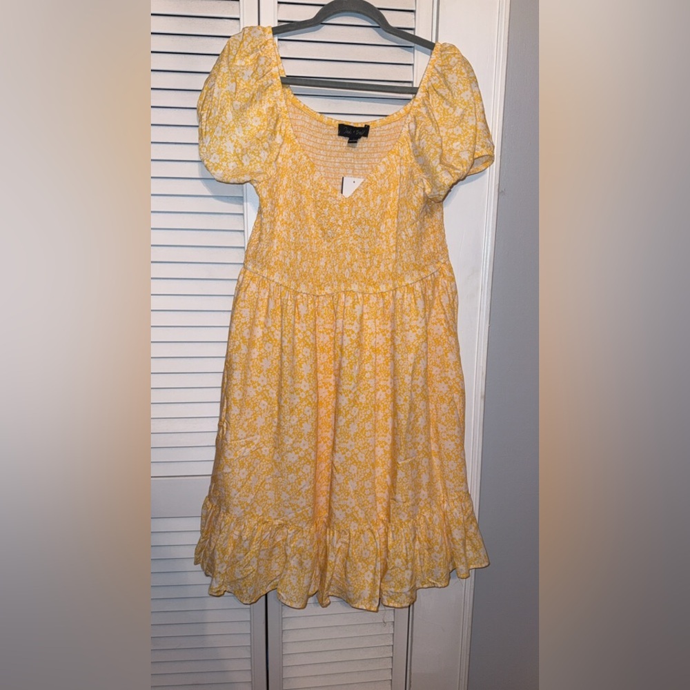 Yellow Floral Casual Dress